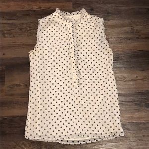 J. Crew Black Polka Dot White Blouse Size 2